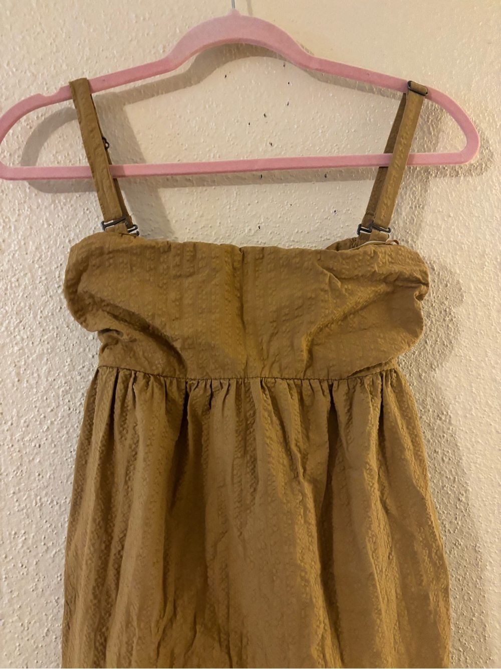 Anthropologie Maeve Mustard Seersucker Backless Tiered Maxi Dress - Picture 6 of 12